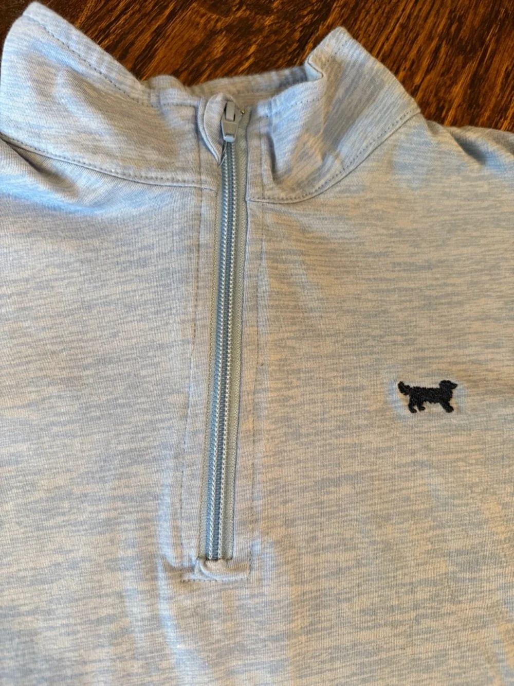 Kids Light Blue Quarter-Zip Long Sleeve Tee - Dog Logo - Picture 2 of 5